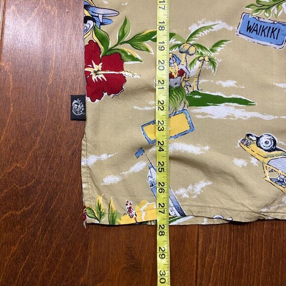 Uluwatu Casual Hawaiian Surf Beach Tan Multicolored Button Front Shirt Men's M - Picture 10 of 10